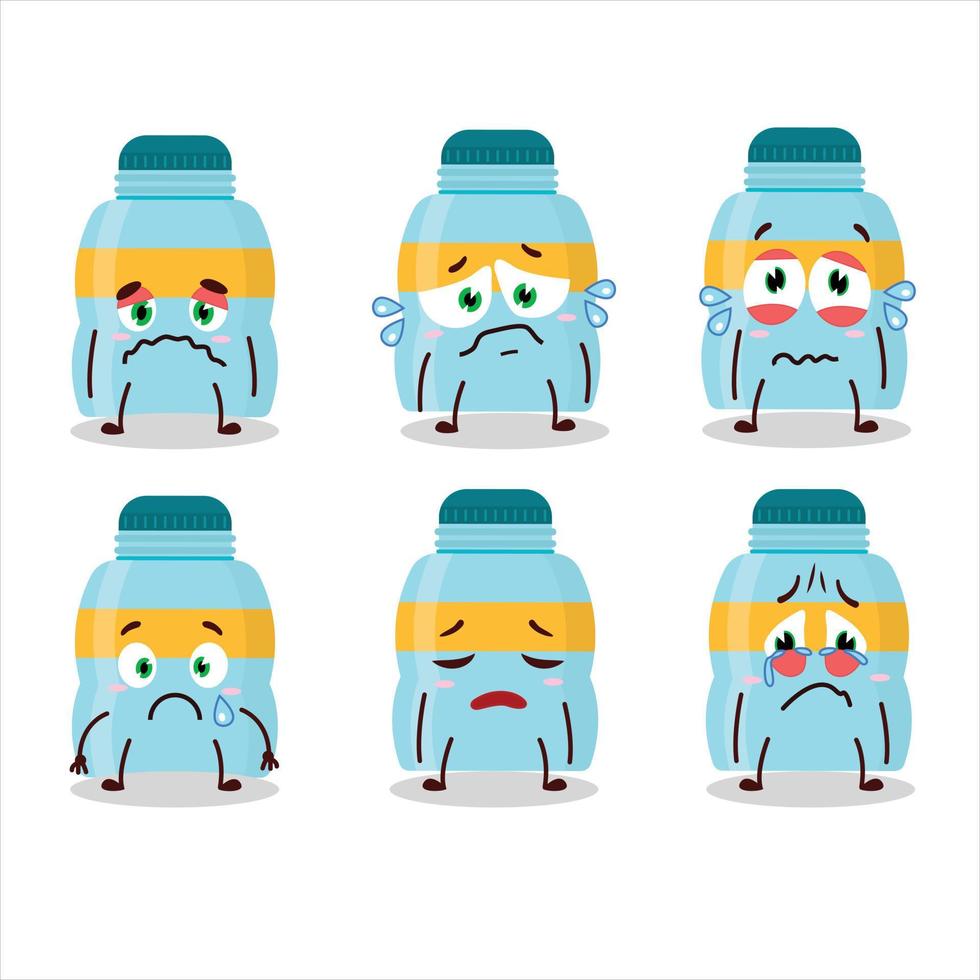 Drink bottle cartoon character with sad expression vector