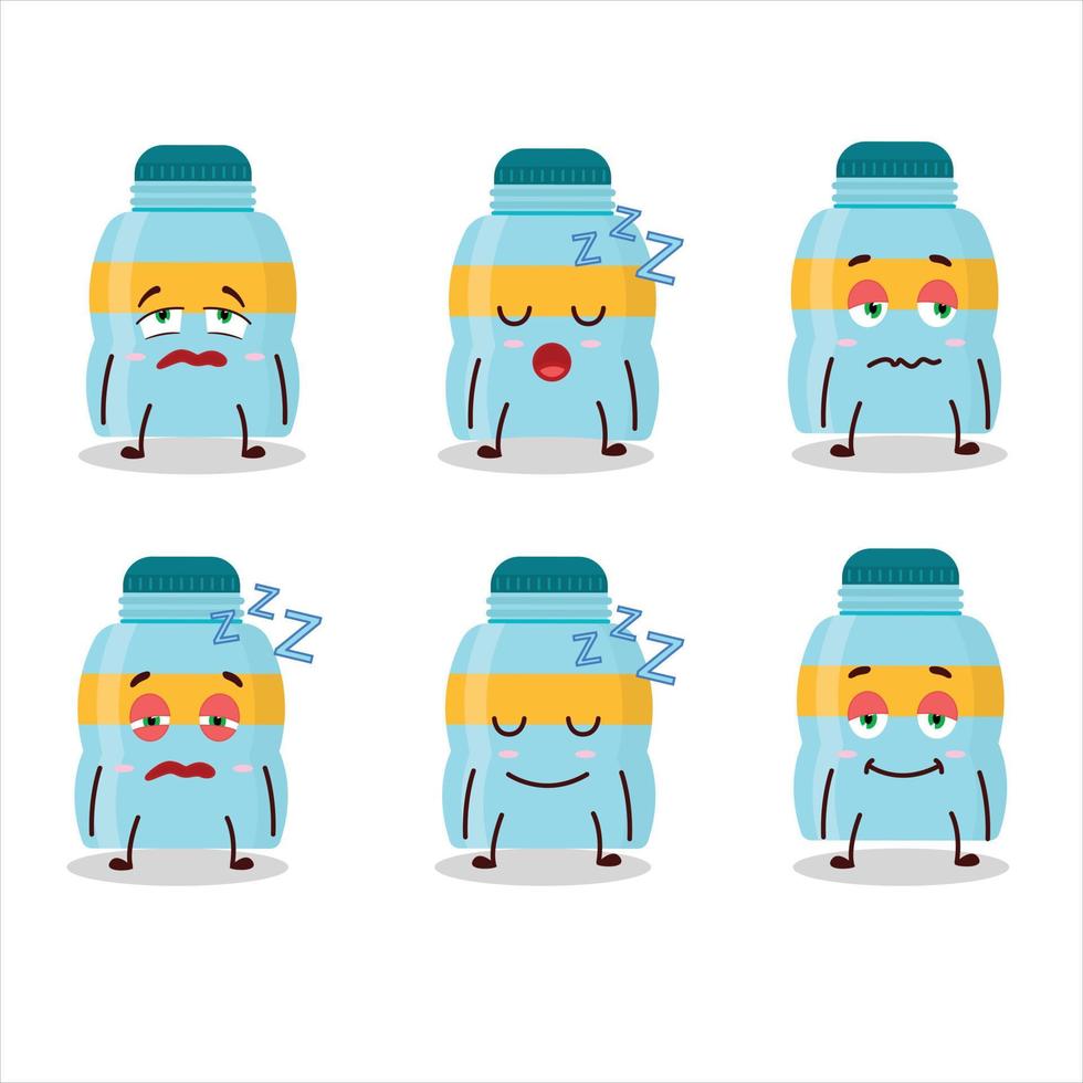 Cartoon character of drink bottle with sleepy expression vector