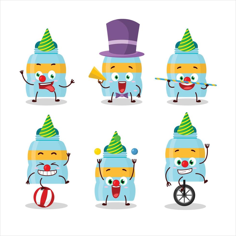 Cartoon character of drink bottle with various circus shows vector