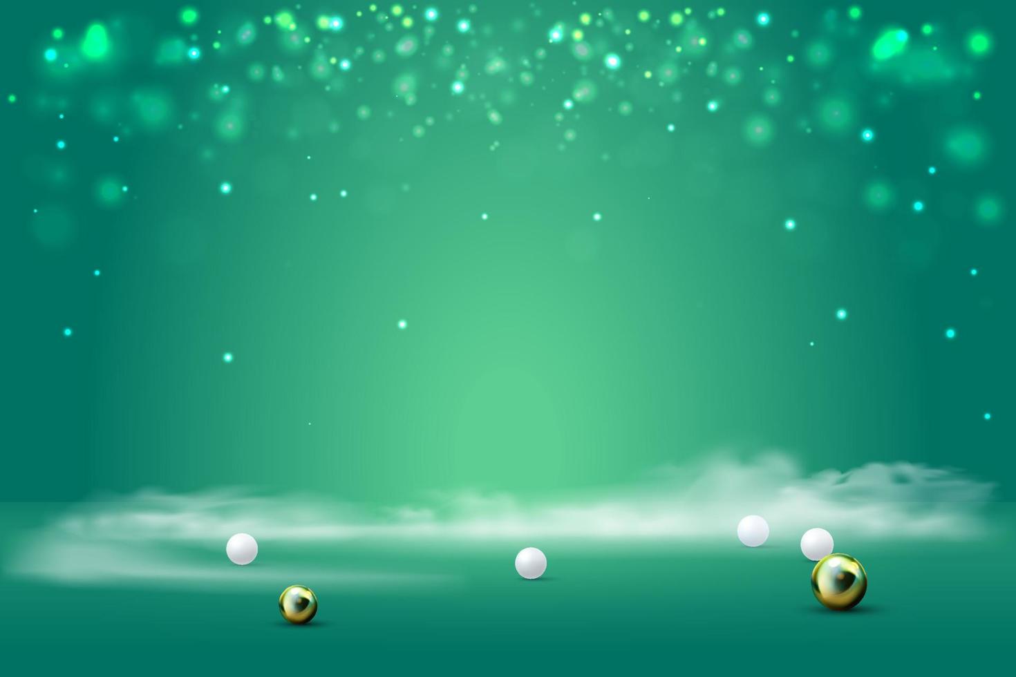 Green background a green background with gold balls vector
