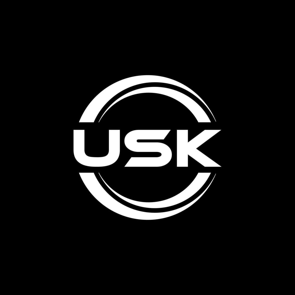 USK letter logo design in illustration. Vector logo, calligraphy designs for logo, Poster, Invitation, etc.