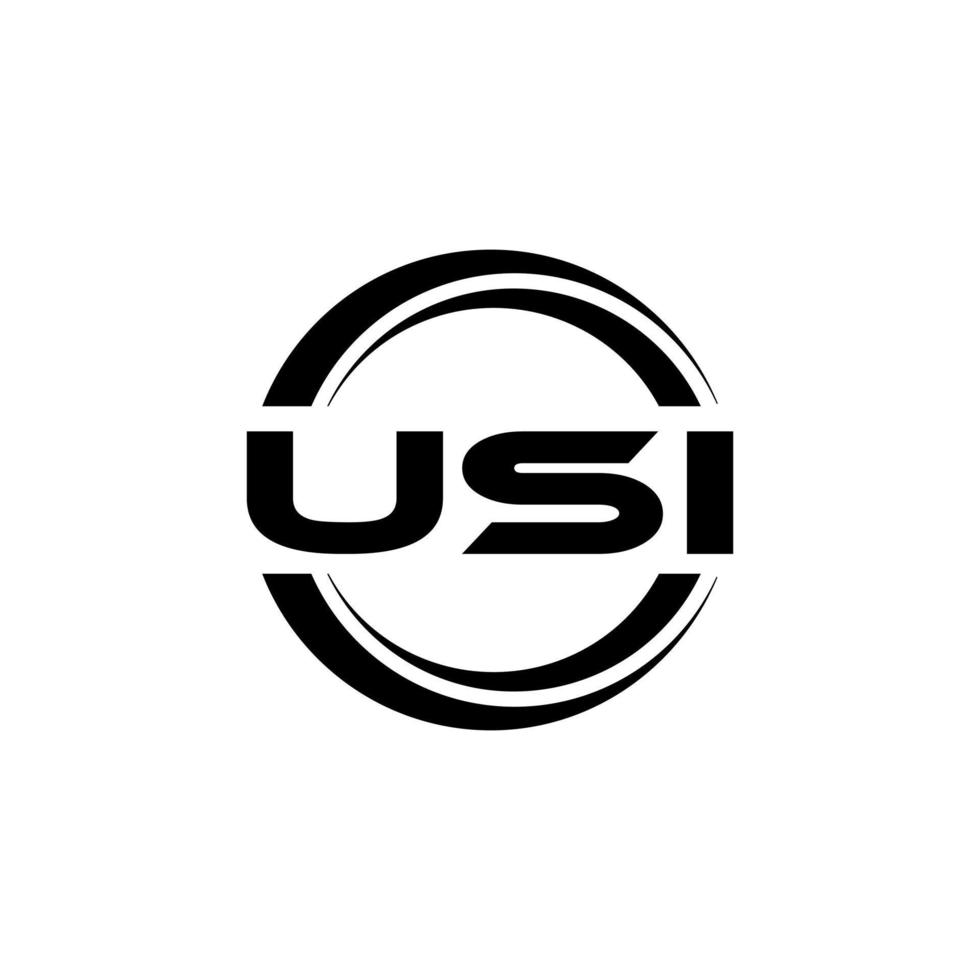 USI letter logo design in illustration. Vector logo, calligraphy designs for logo, Poster, Invitation, etc.