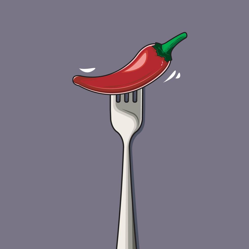 Still Life. Chili Pepper In Fork vector illustration free download