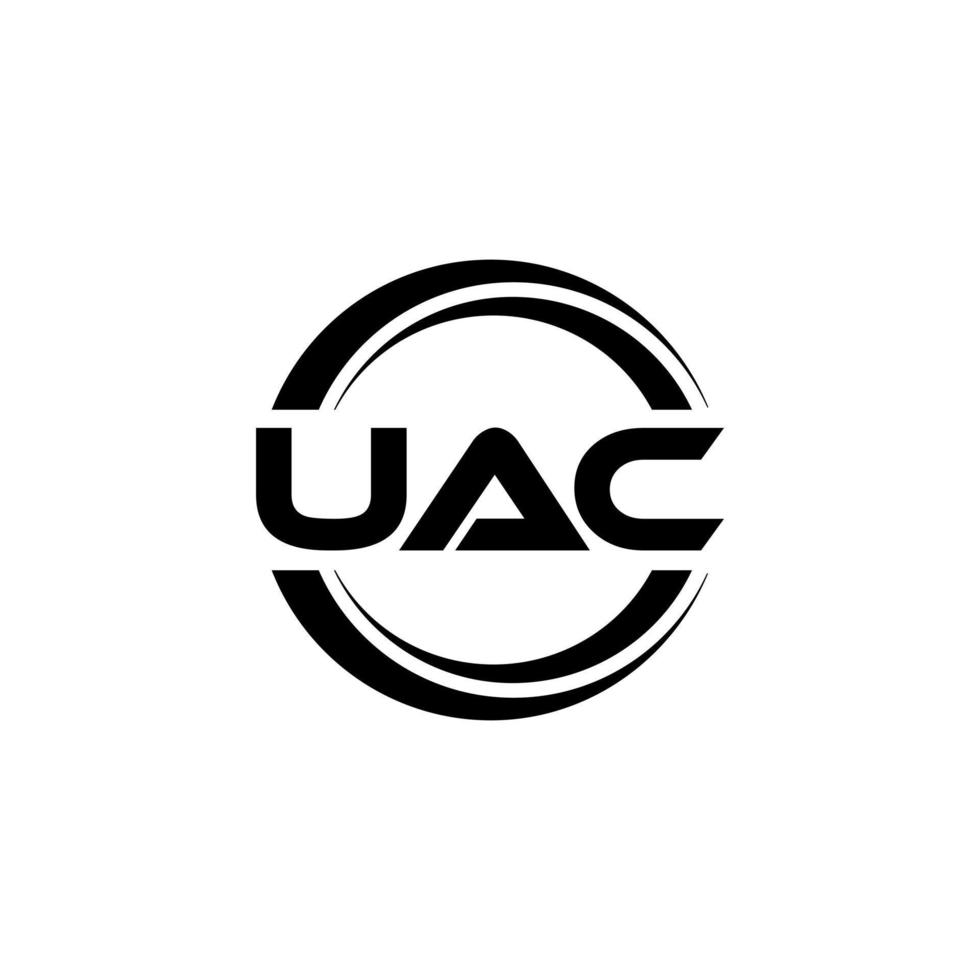 UAC letter logo design in illustration. Vector logo, calligraphy designs for logo, Poster, Invitation, etc.
