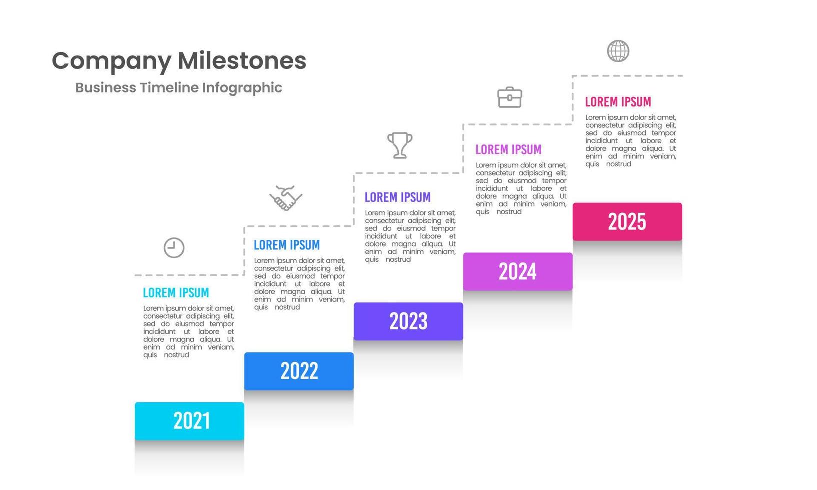 Timeline Infographic stair steps to success. Vector illustration.