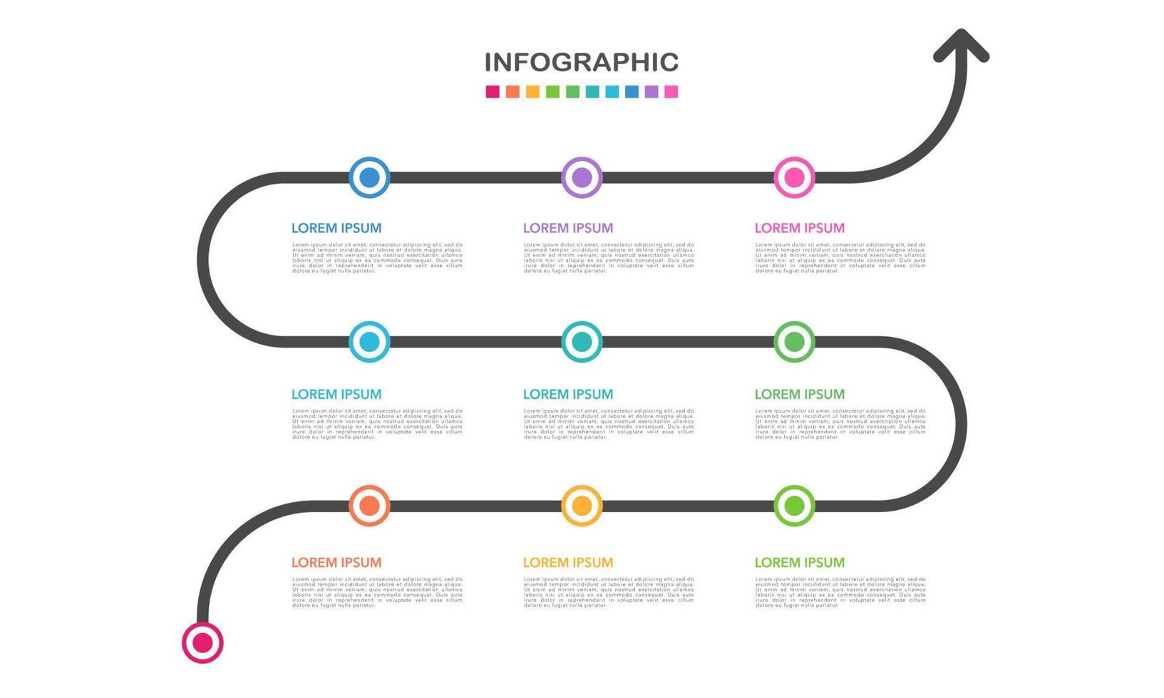 10-point timeline infographic business success. Vector illustration.