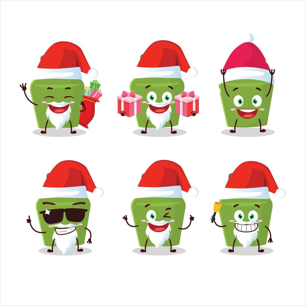 Santa Claus emoticons with green drink bottle cartoon character vector