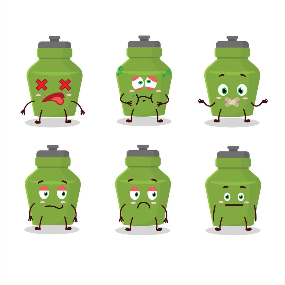 Green drink bottle cartoon character with nope expression vector