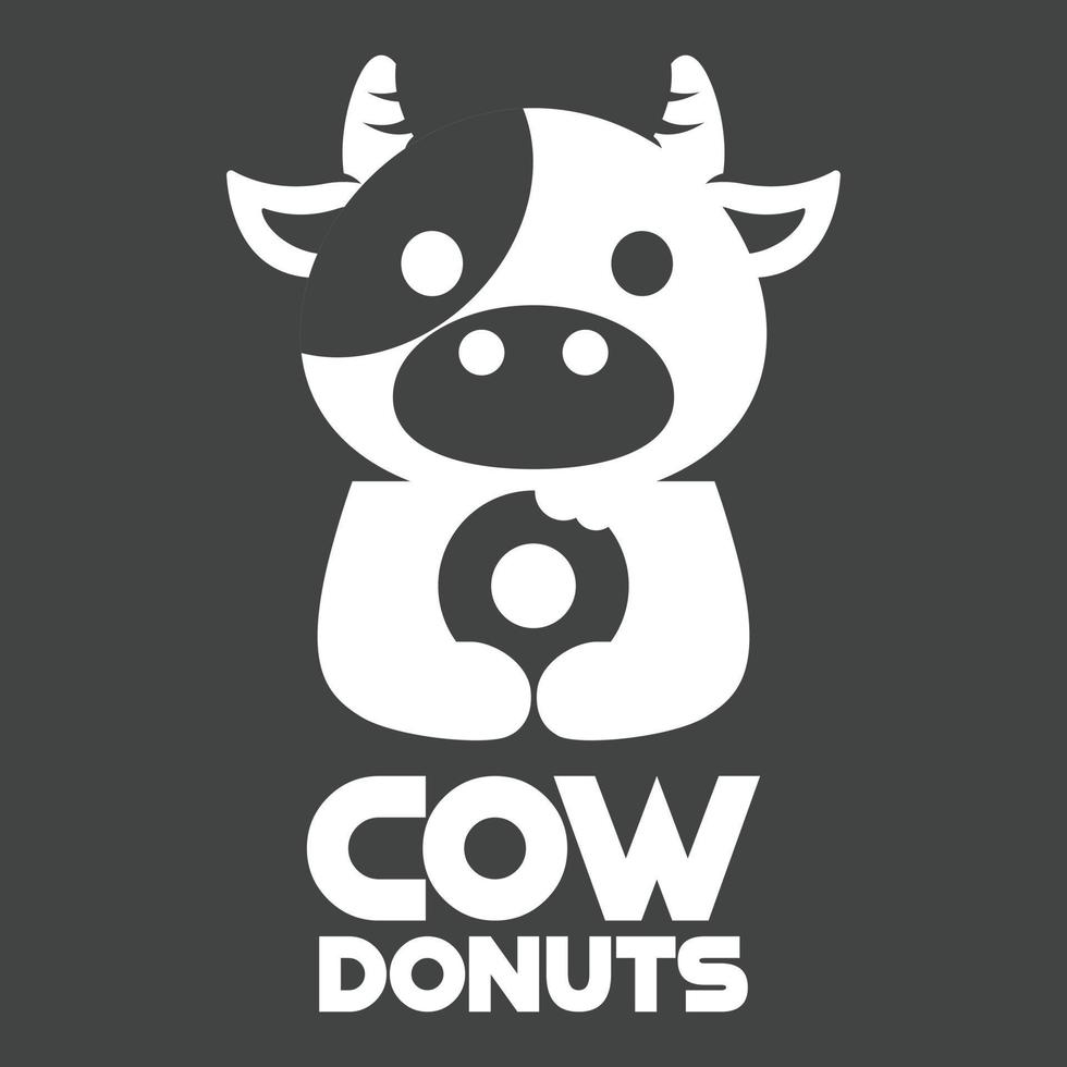 Modern mascot flat design simple minimalist cute cow donut logo icon design template vector with modern illustration concept style for cafe, bakery shop, restaurant, badge, emblem and label