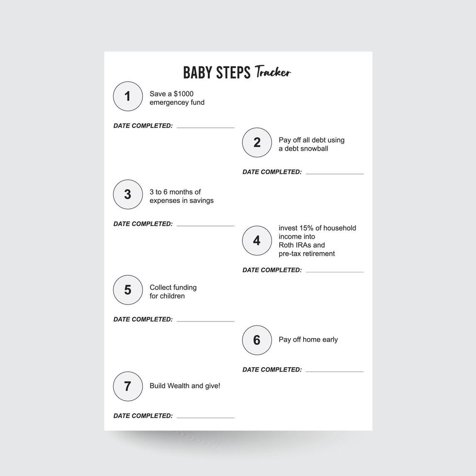 Baby Steps Tracker,Baby Step Progress Tracker,baby steps printable,Dave Ramsey Planner, Dave Ramsey Budget,baby Steps budget,baby steps progress vector