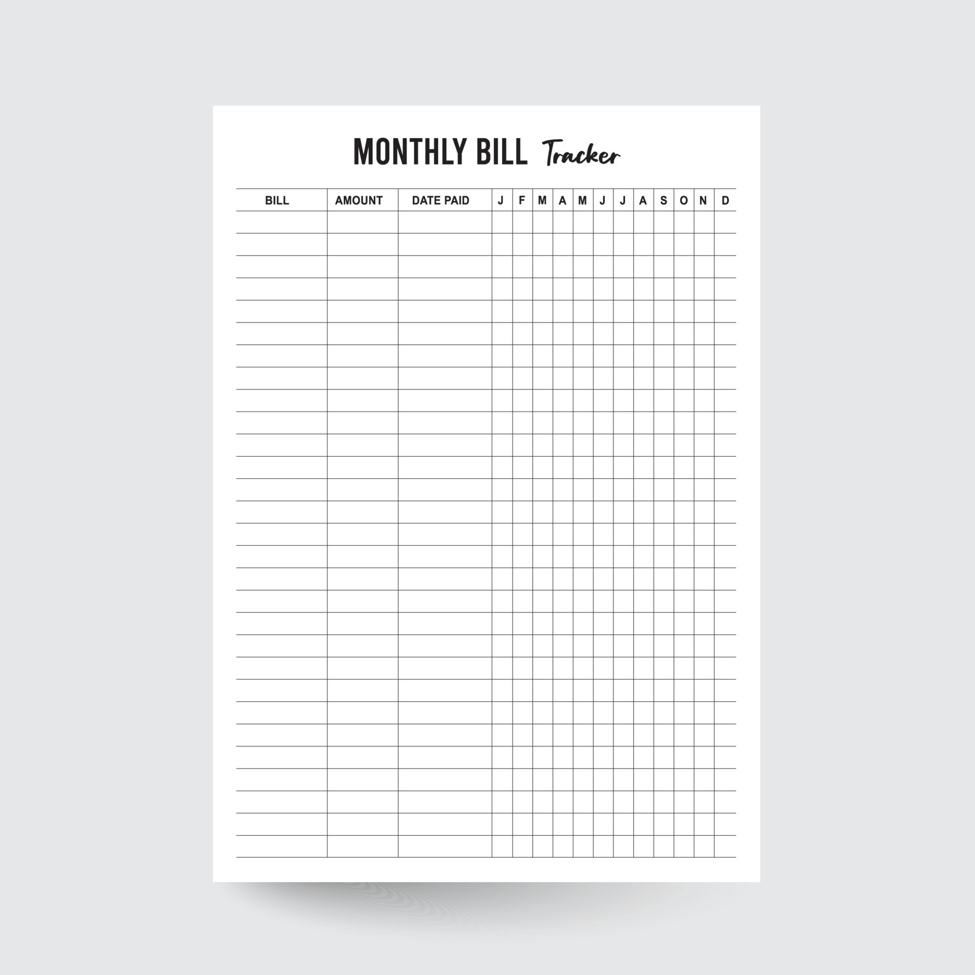 printable monthly bill tracker Printable bill tracker monthly inserts ...
