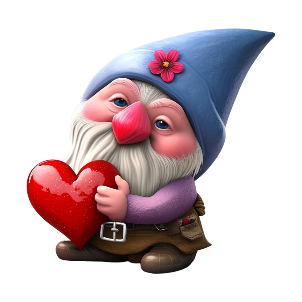 Valentine Day Gnome With Pink Hearts png