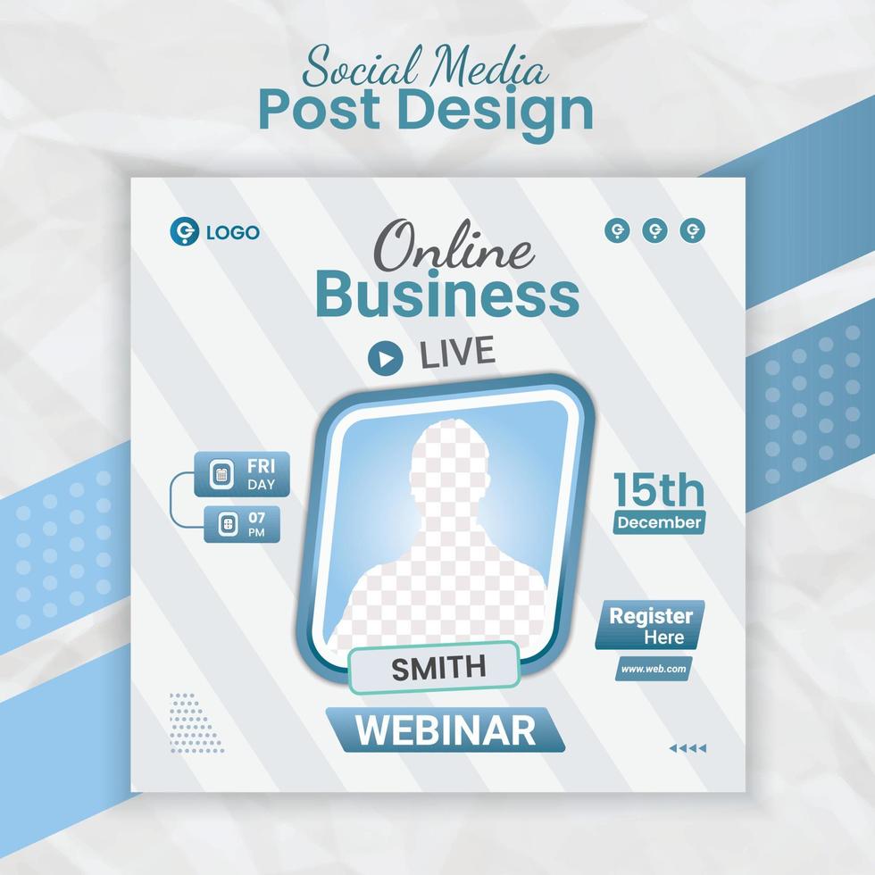 Digital marketing online business live streaming webinar and corporate conference social media post banner template for marketing agency flyer with creative layout style and business post card vector