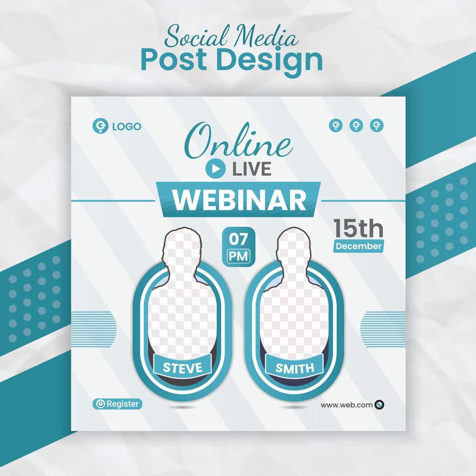 Digital marketing online business live streaming webinar and corporate conference social media post banner template for marketing agency flyer with creative layout style and business post card vector