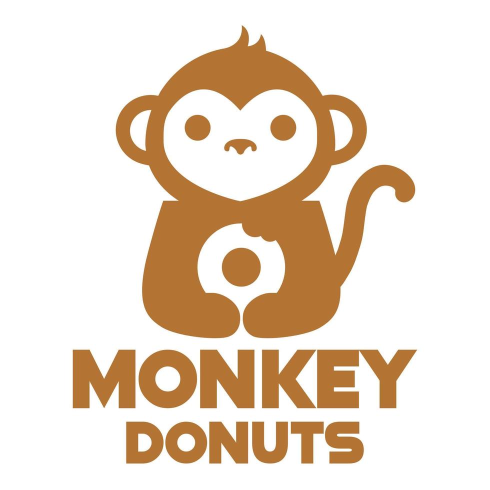 Modern mascot flat design simple minimalist cute monkey ape donut logo icon design template vector with modern illustration concept style for cafe, bakery shop, restaurant, badge, emblem and label