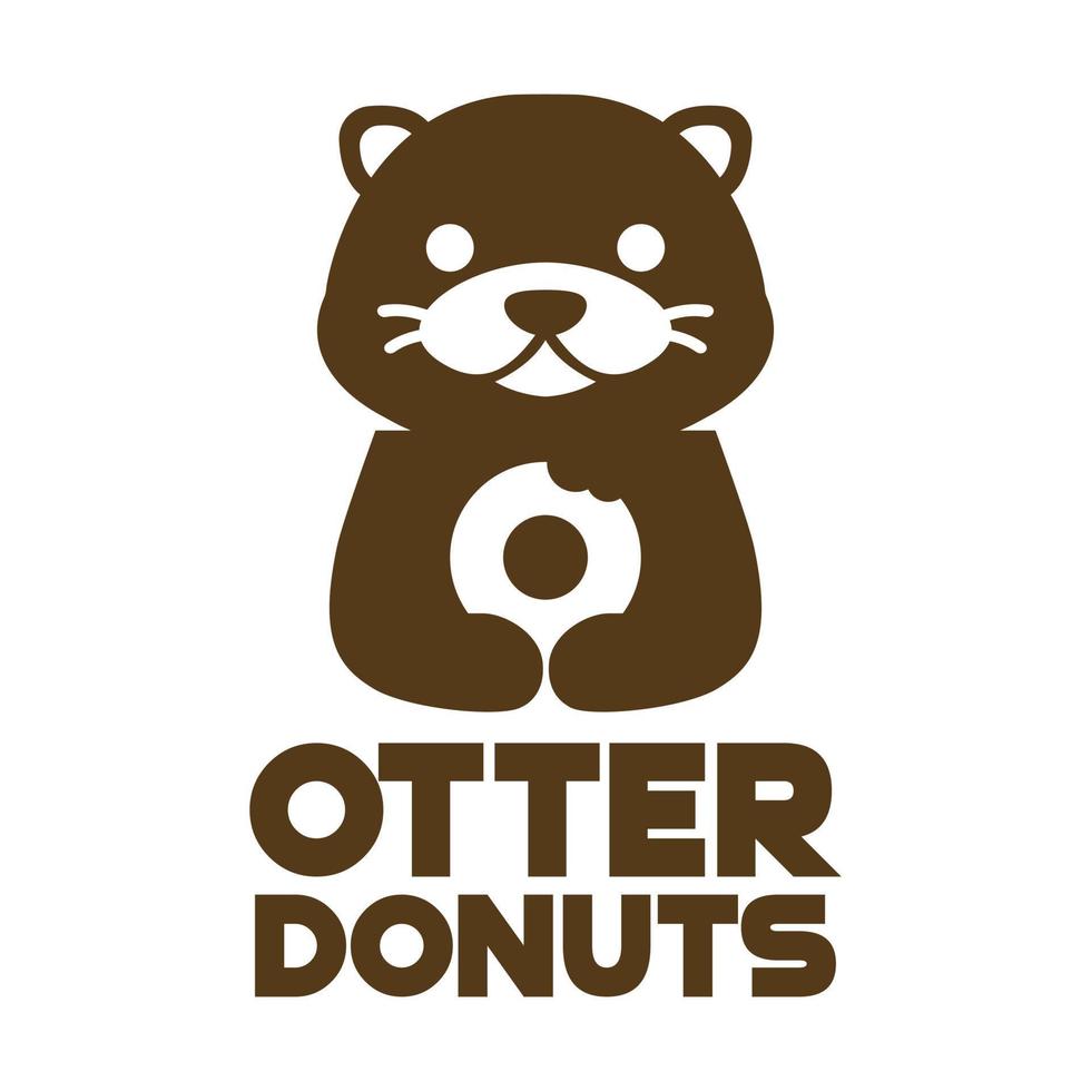 Modern mascot flat design simple minimalist cute otter donut logo icon design template vector with modern illustration concept style for cafe, bakery shop, restaurant, badge, emblem and label