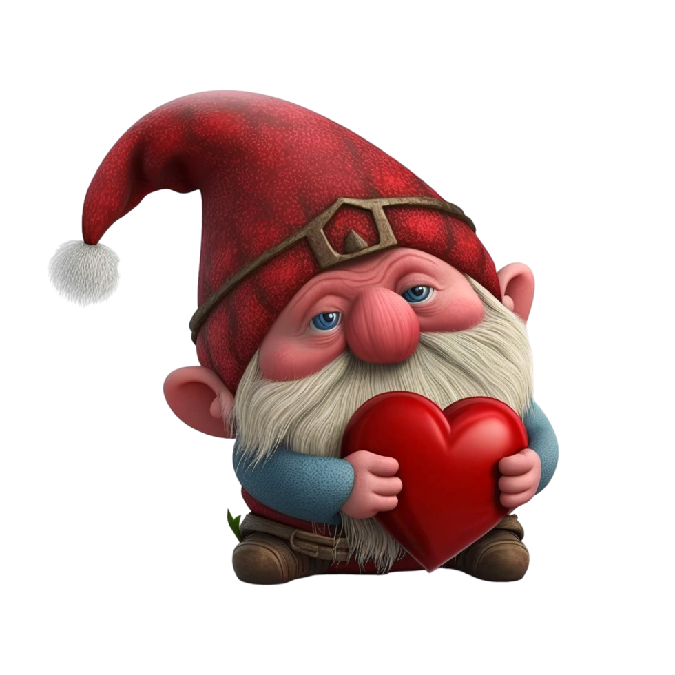 Valentine Day Gnome With Pink Hearts png