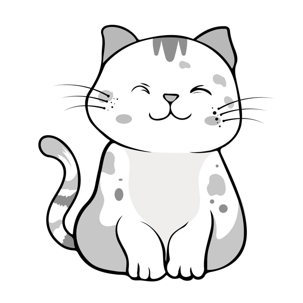 Coloring Page Outline Of cartoon fluffy Cute cat. Coloring book page for children. vector