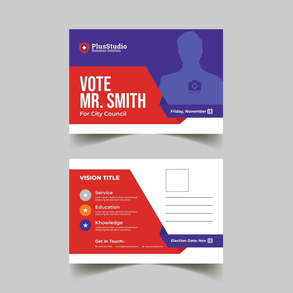 election postcard template design vector