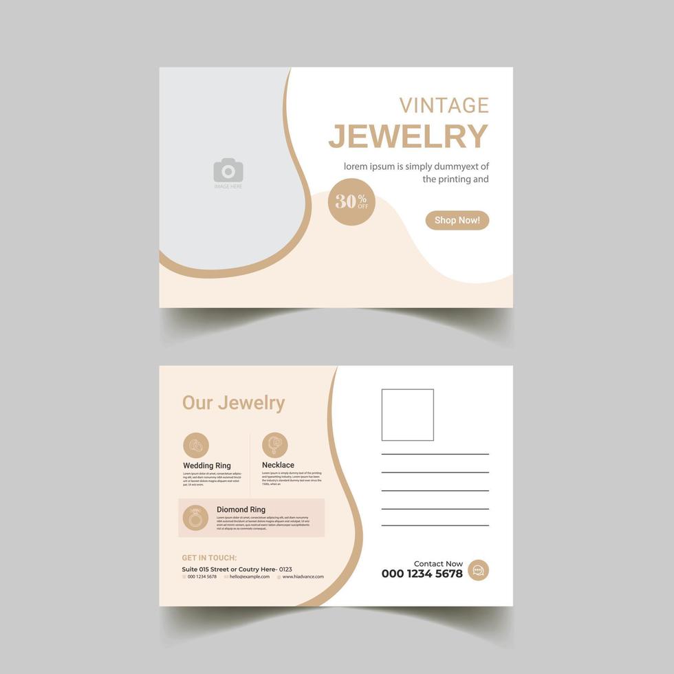 jewelry postcard template design layout vector