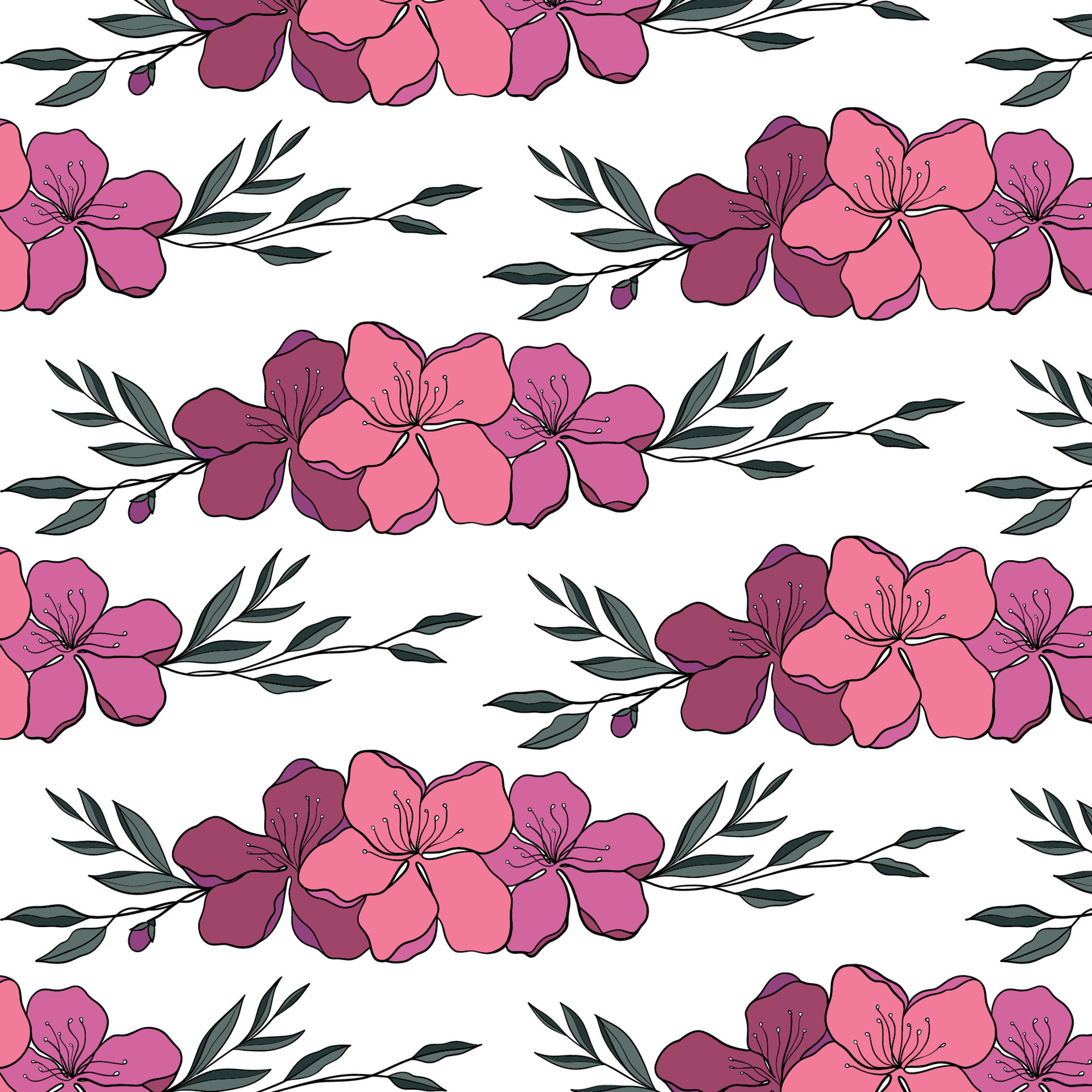 Two-color vector floral pattern. Design for wallpaper, wrapping