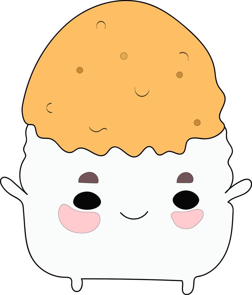 cute hand drawn sushi rolls vector