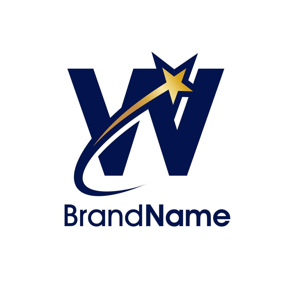 Initial W Star Logo vector