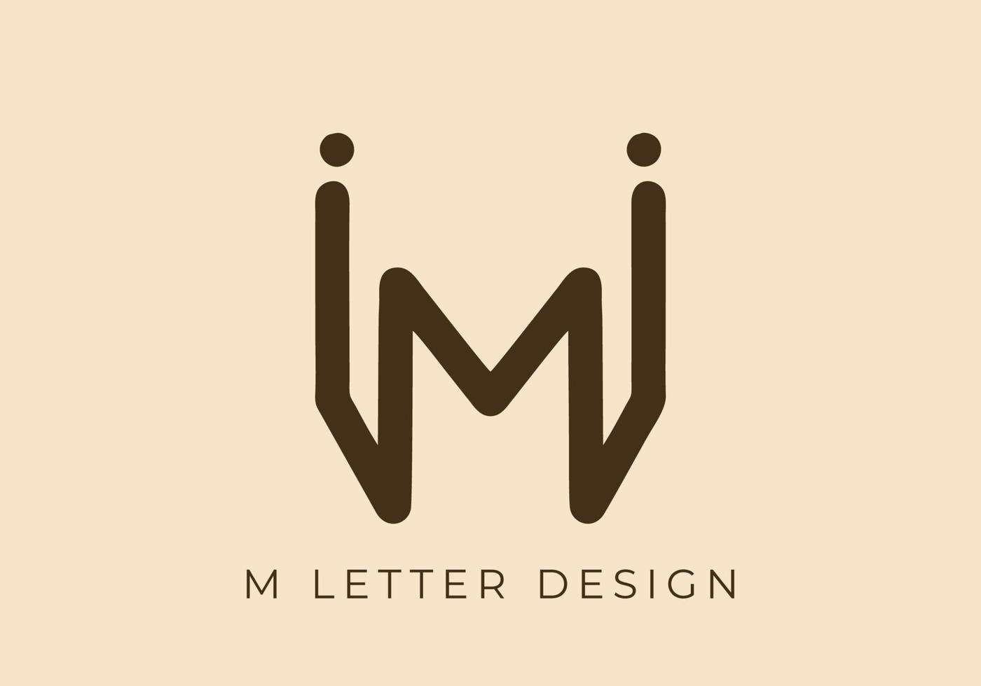 Unique Mono line design of M initial letter vector