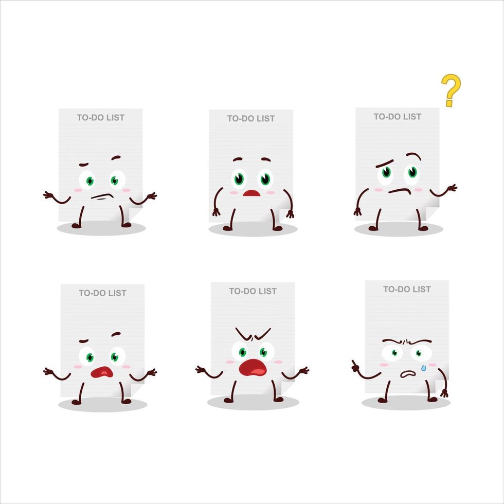 Cartoon character of to-do list paper with what expression vector