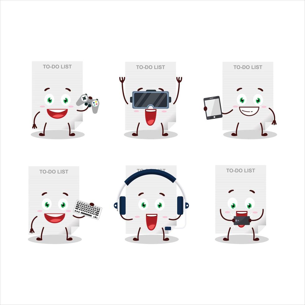 To-do list paper cartoon character are playing games with various cute emoticons vector