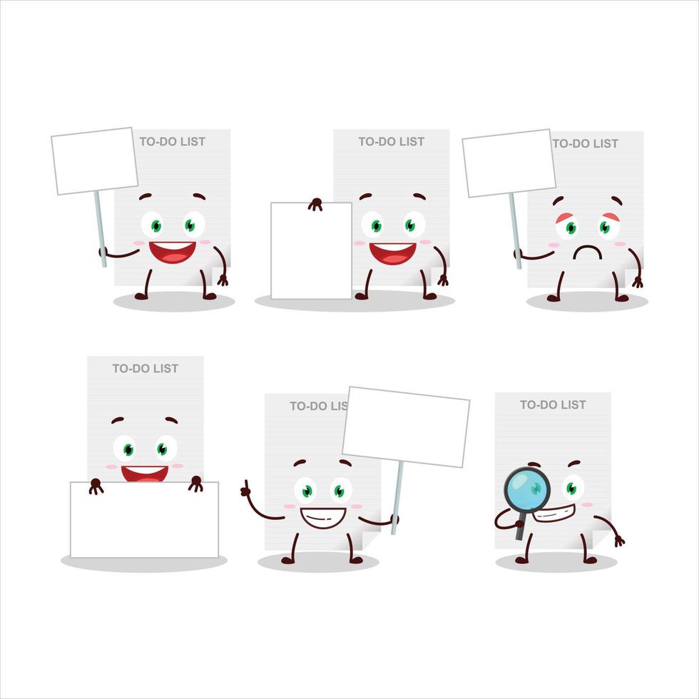To-do list paper cartoon character bring information board vector