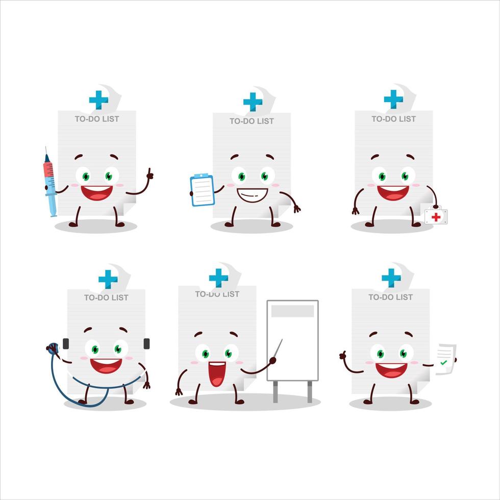 médico profesión emoticon con que hacer lista papel dibujos animados personaje vector