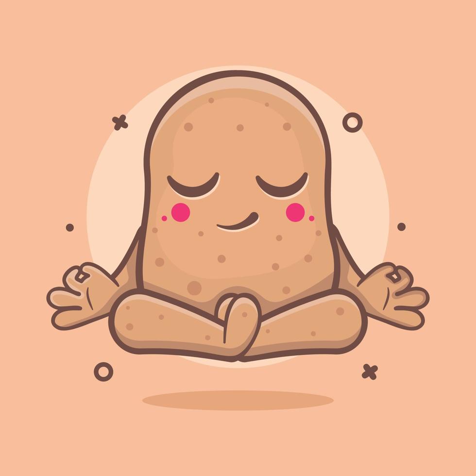 calm potato vegetable character mascot with yoga meditation pose isolated cartoon in flat style design vector