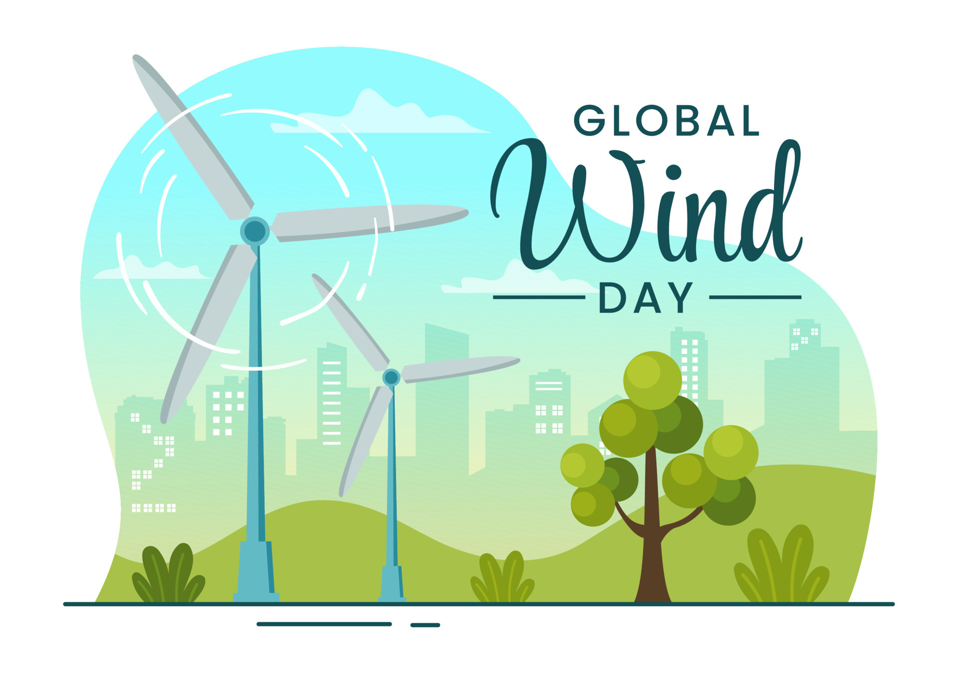 Global Wind Day Vector Illustration on June 15 with Earth Globe and