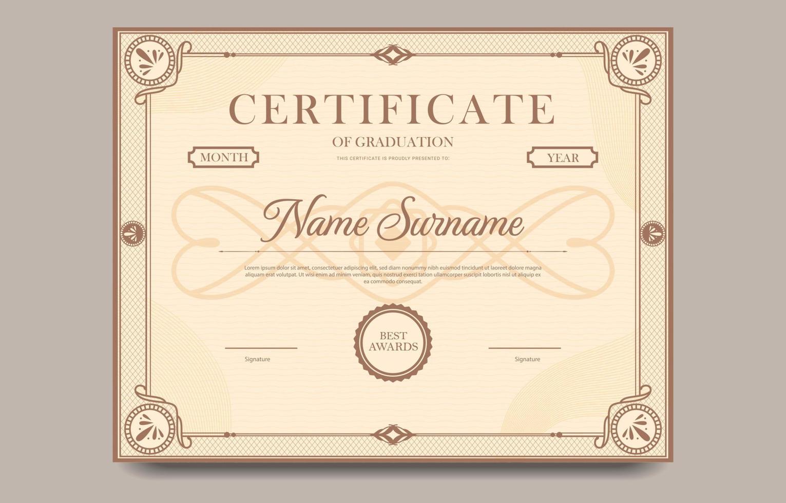 Classic Feel Certificate Template Design vector