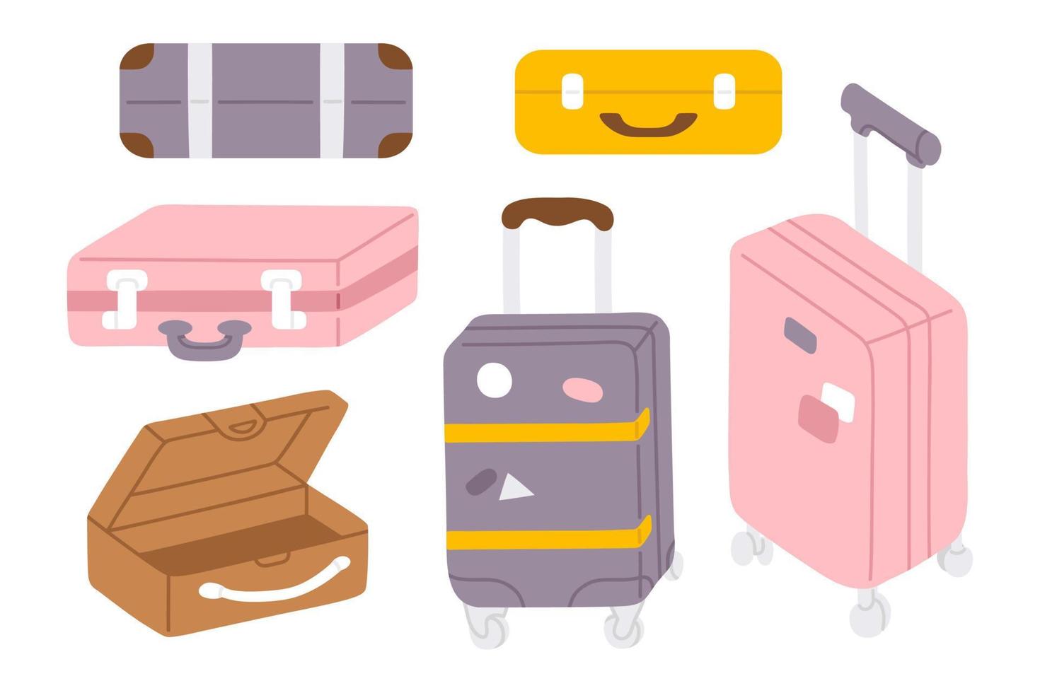 illustration set of doodle suitcases vector