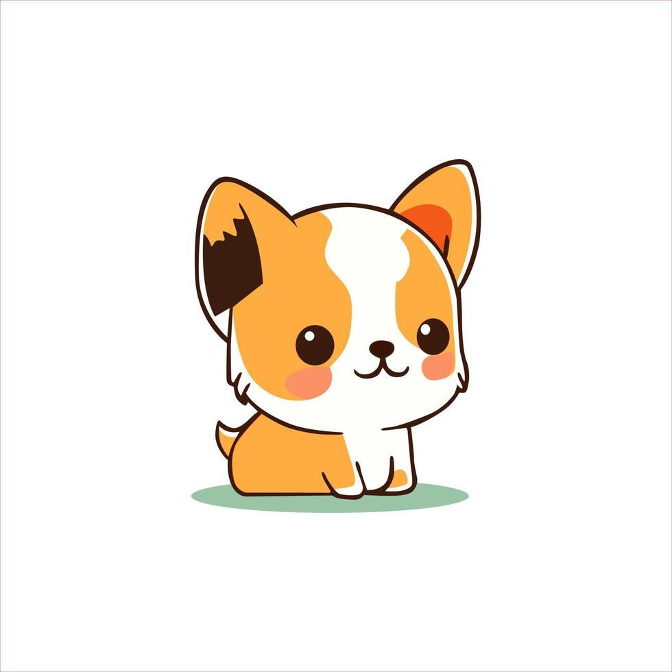 cute little dog kawaii vector design logo