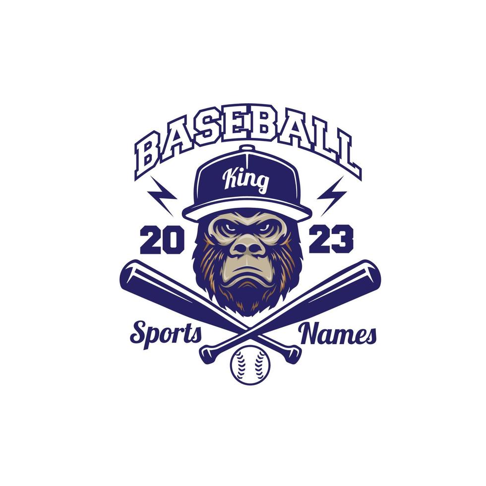 logo monkey baseball vector illustration