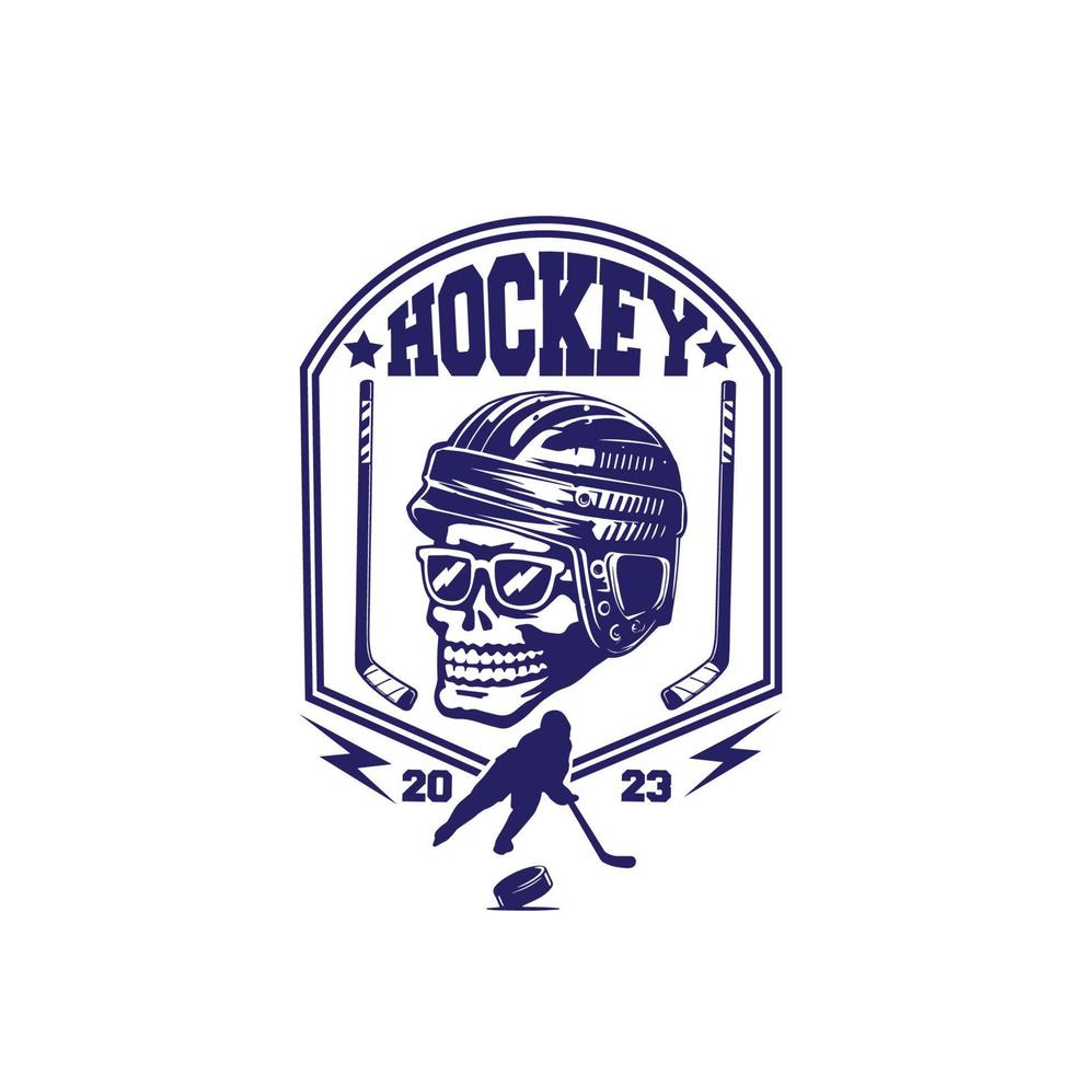 logo skull hockey vector illustration