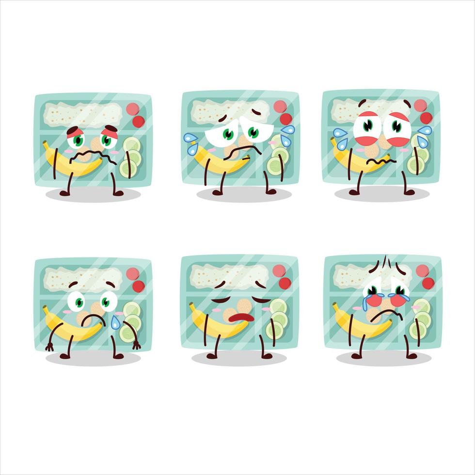 Lunch box cartoon character with sad expression vector