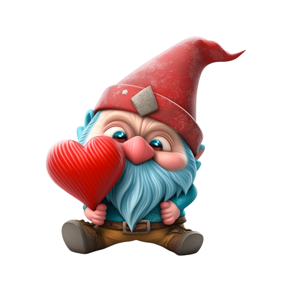 Valentines Day Gnome Dwarf Red Love Heart 3d Cute png