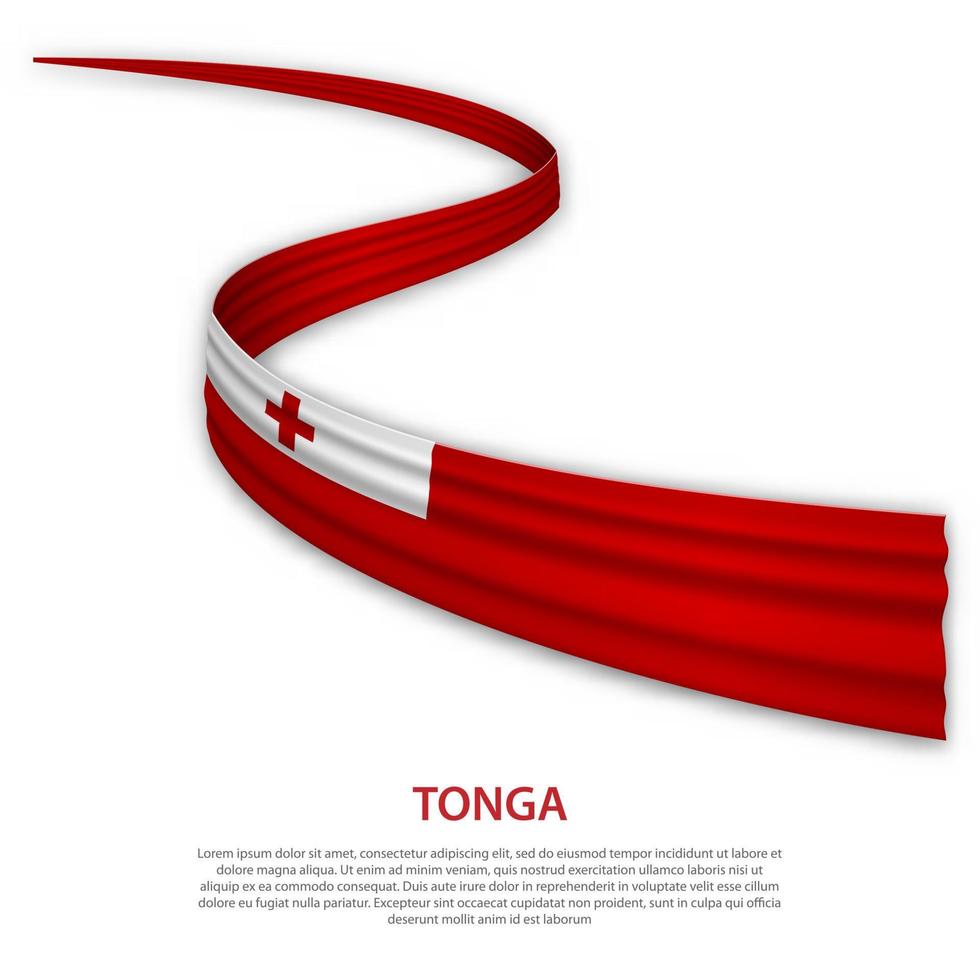 Waving ribbon or banner with flag of Tonga vector