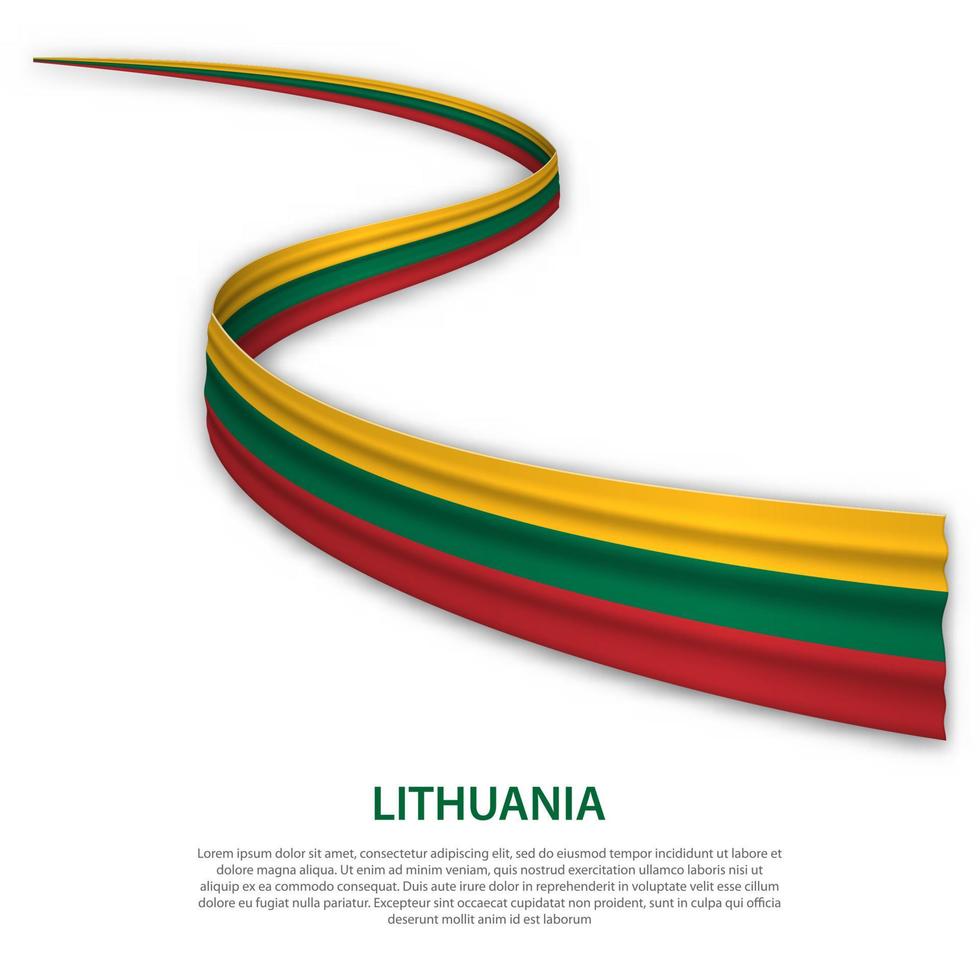 Waving ribbon or banner with flag of Lithuania vector