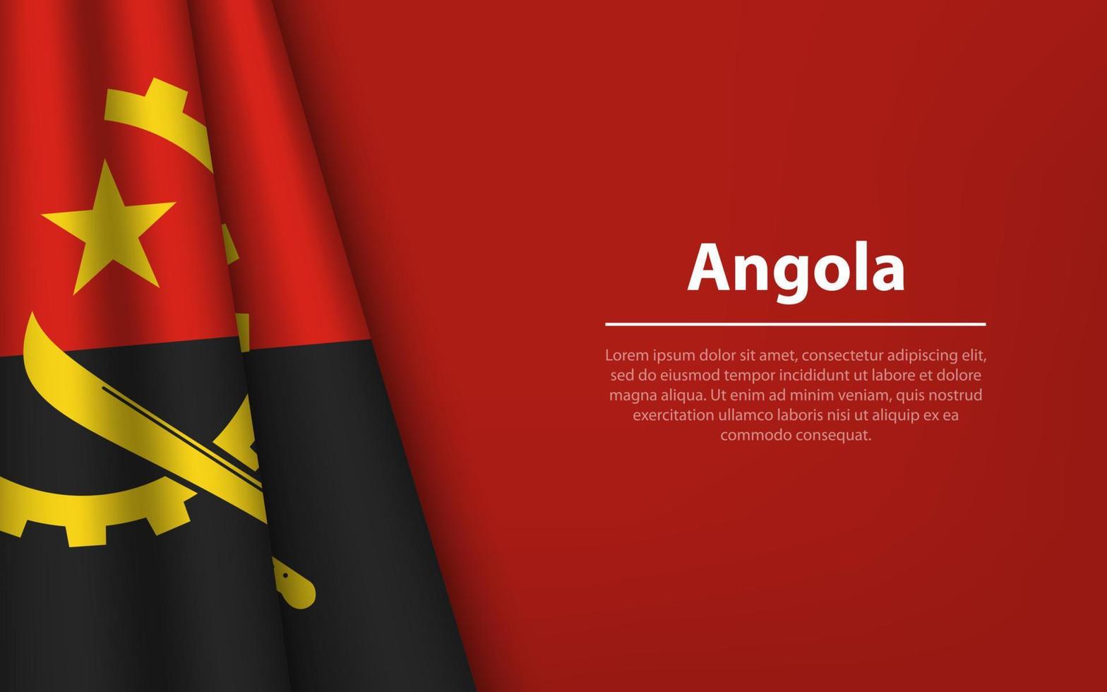 Wave flag of Angola with copyspace background. vector