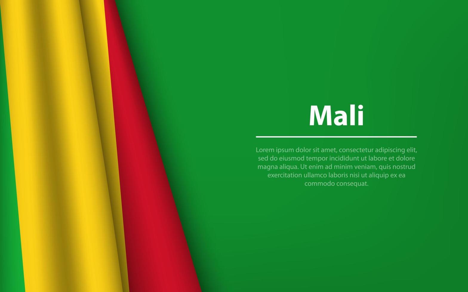 Wave flag of Mali with copyspace background. vector