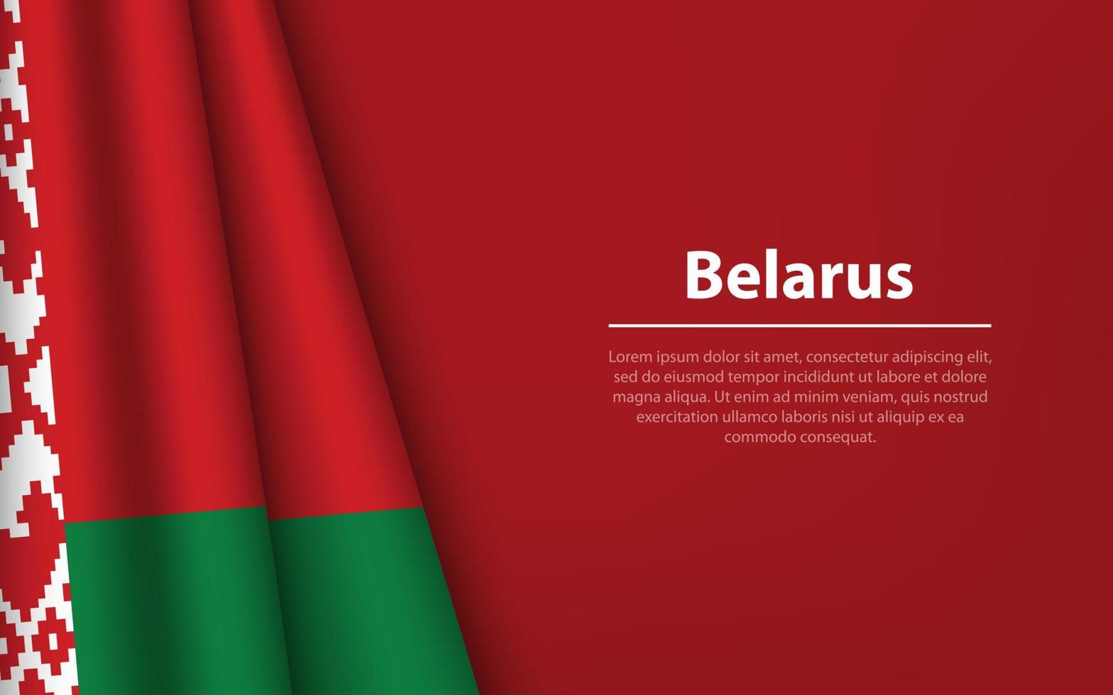 Wave flag of Belarus with copyspace background. vector