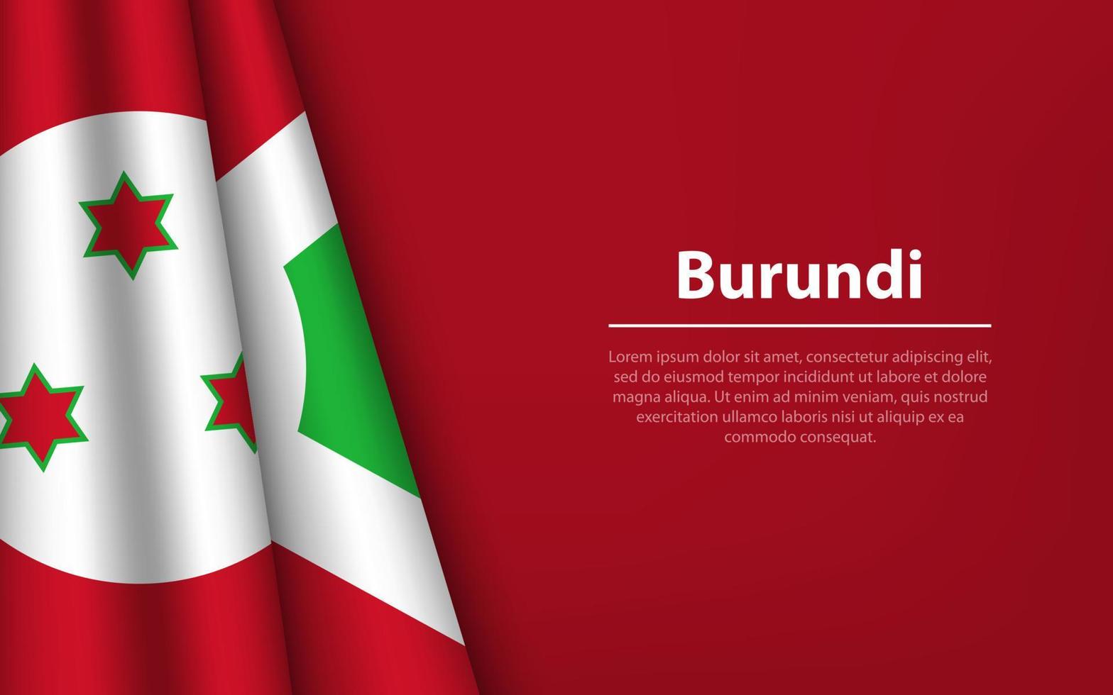 Wave flag of Burundi with copyspace background. vector