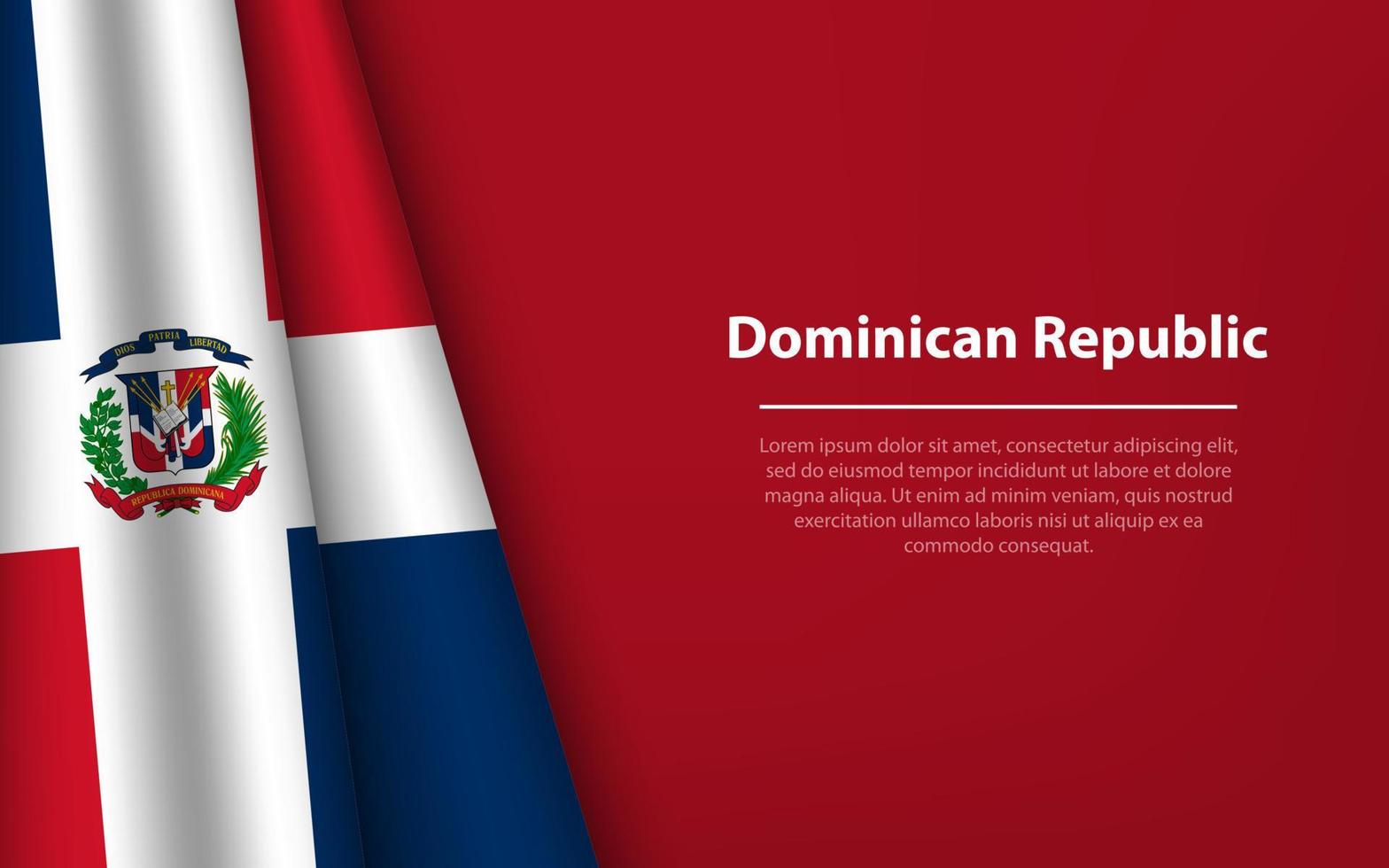 Wave flag of Dominican Republic with copyspace background. vector