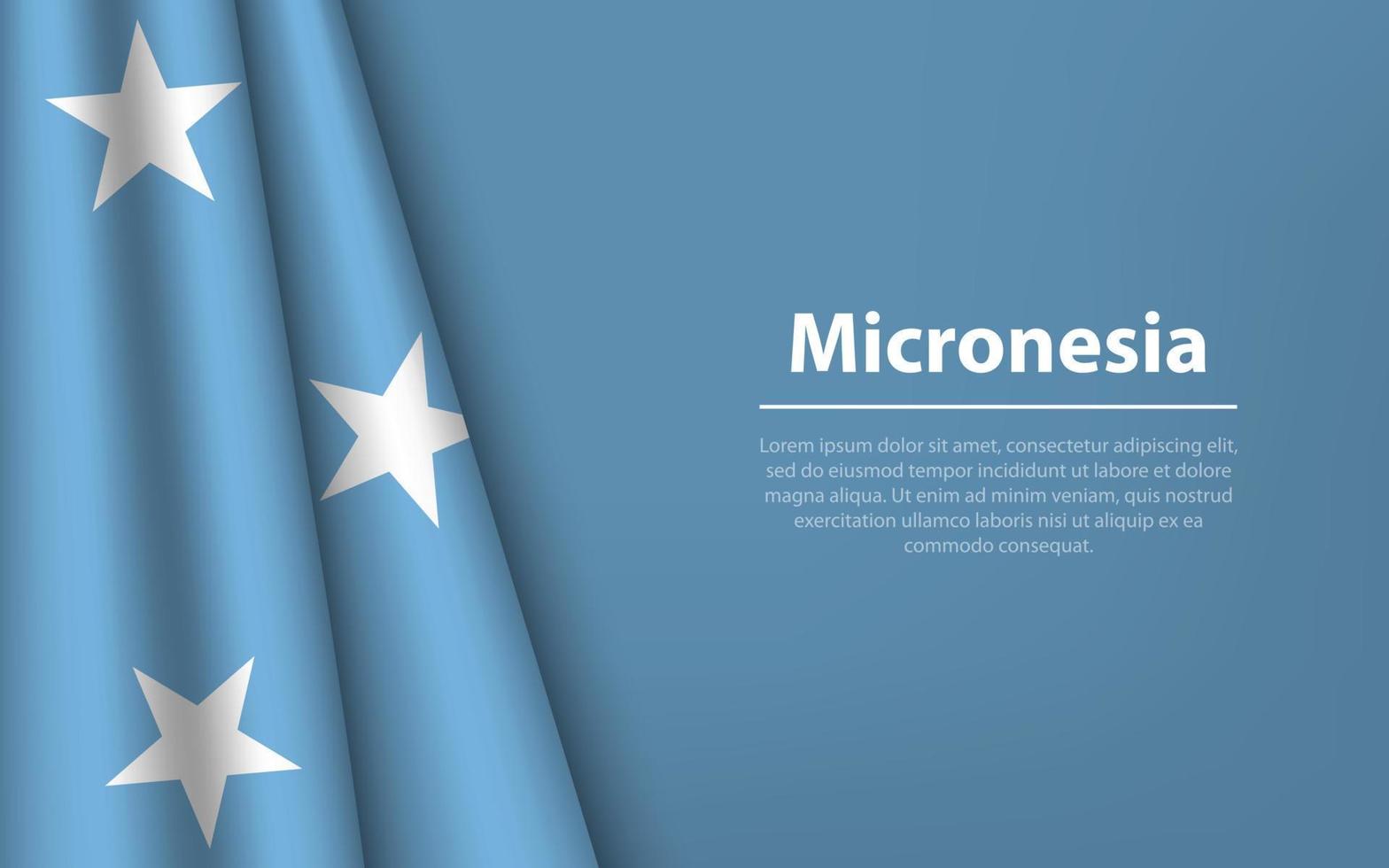 Wave flag of Micronesia with copyspace background. vector