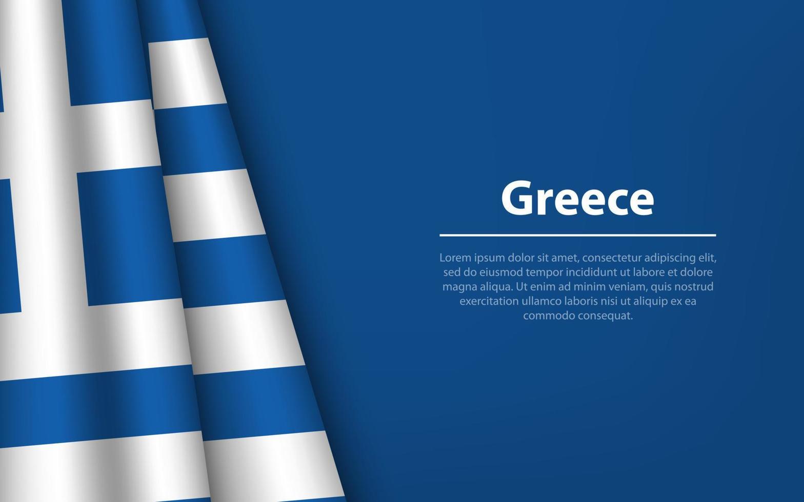 Wave flag of Greece with copyspace background. vector